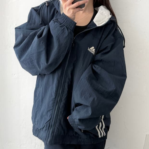 Adidas 아디다스 올드스쿨 네이비컬러 후드 자켓