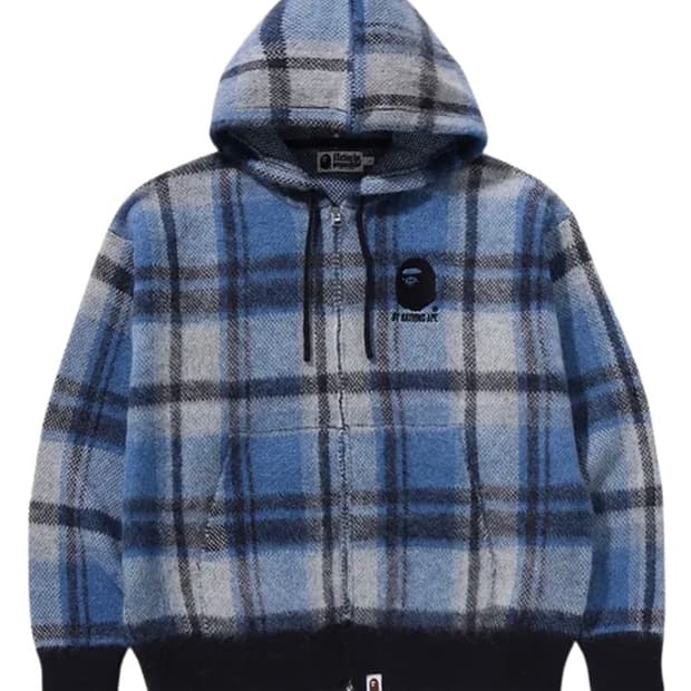 베이프 모헤어 니트 후드 블루