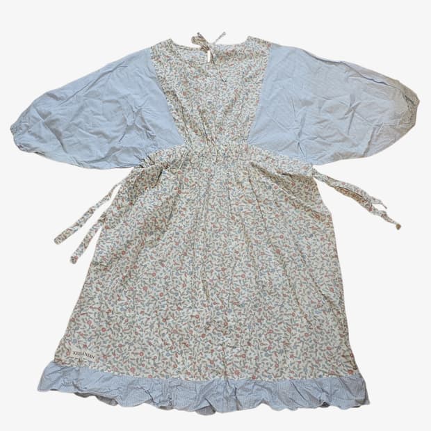 JPN 블루 체크 에이프런 원피스