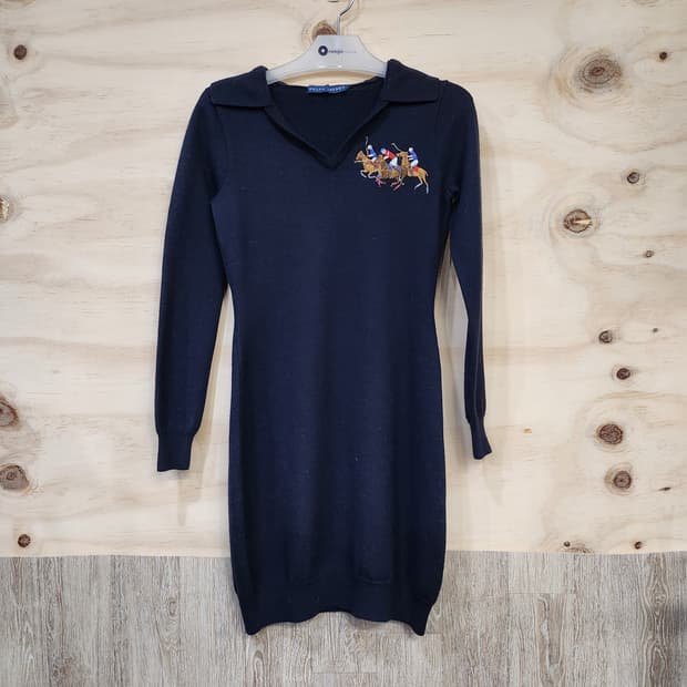 1018) 폴로 랄프로렌 자수로고 니트 원피스