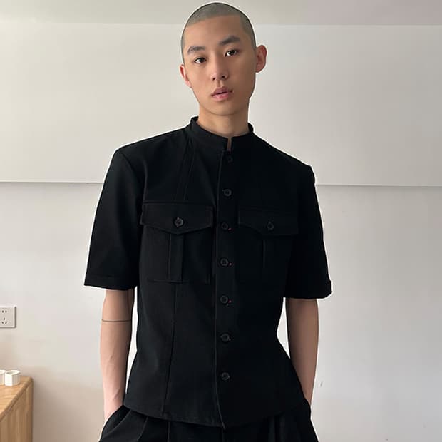비엑세스 black safari short sleeve shirt