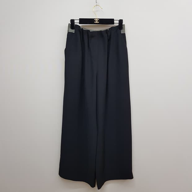 한섬 시스템 2022 블랙 와이드 슬랙스 밴딩 팬츠 64-94사이즈