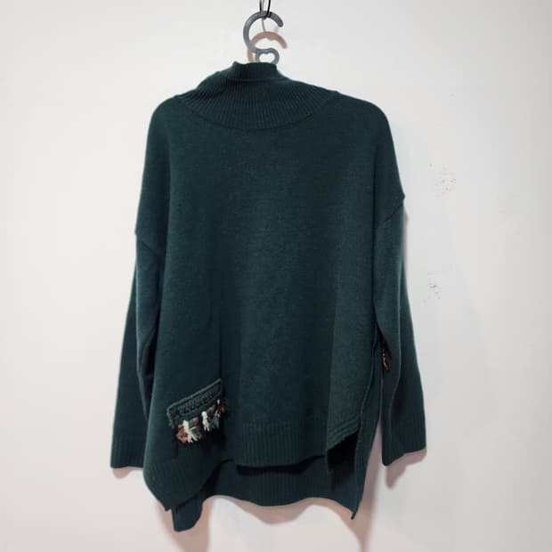 Stile Benetton 녹색 터틀넥 니트