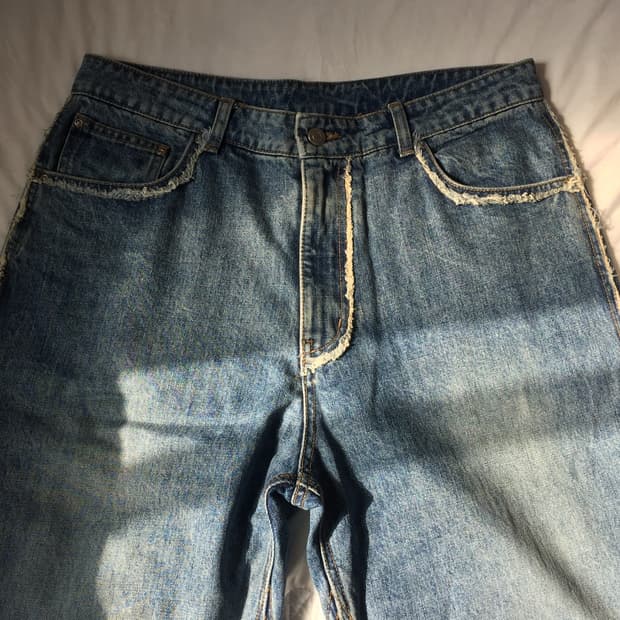 쿠어 coor 컷오프 스플릿 데님 L