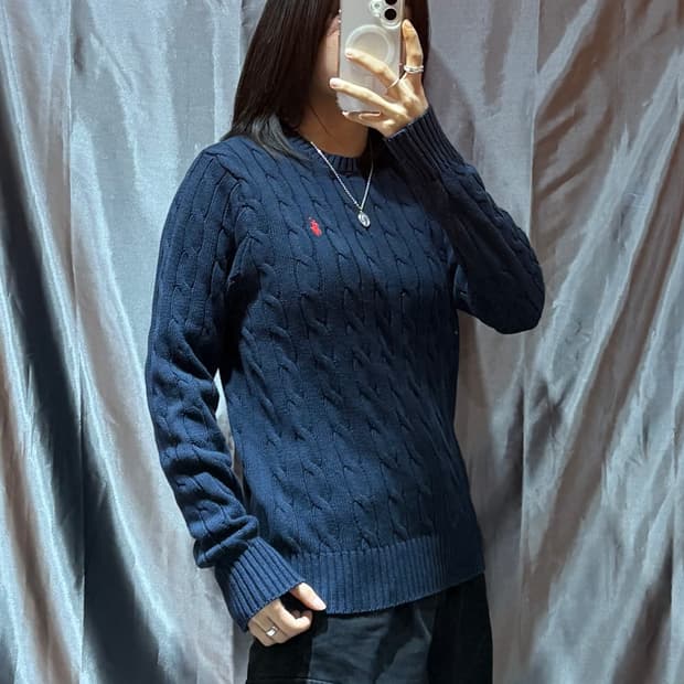 S 폴로랄프로렌 레드포니 네이비 케이블 니트