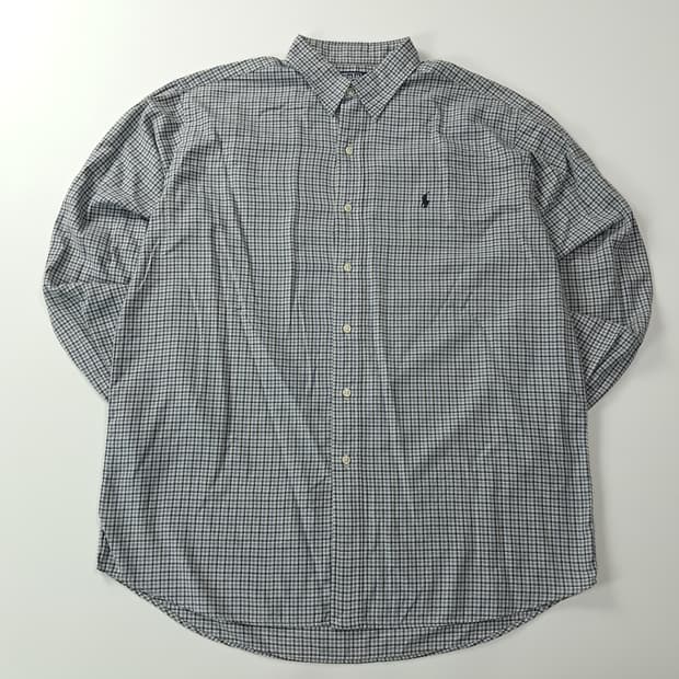 CK710 L 폴로 90s 블루네이비 마이크로체크 셔츠 남방