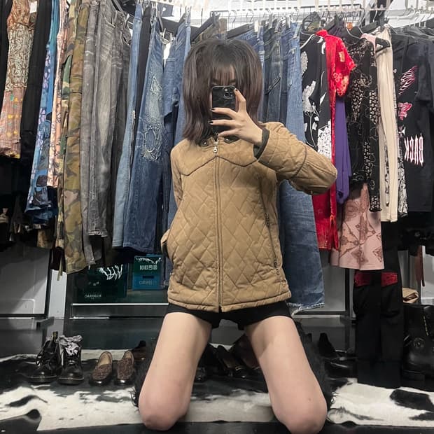 베이지 크롭 패딩
