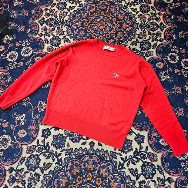 (국내매장)메종키츠네 폭스헤드 울 100% 슬림 니트 M size