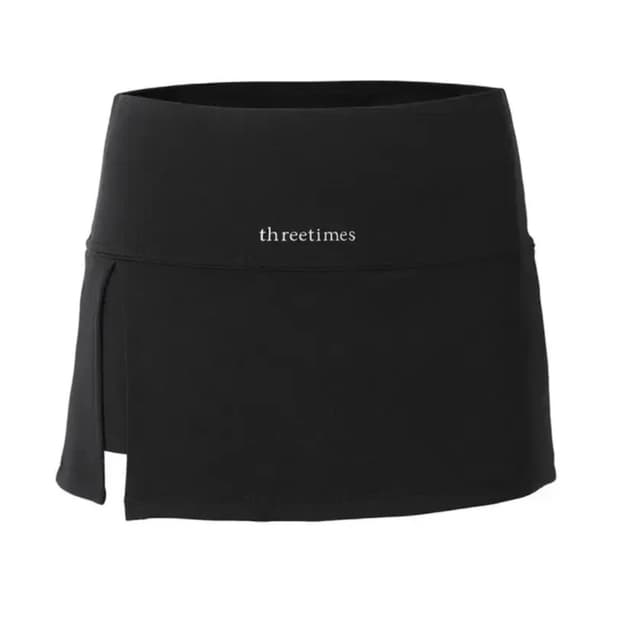 쓰리타임즈 에슬레틱 슬릿 스커트 치마 블랙 M