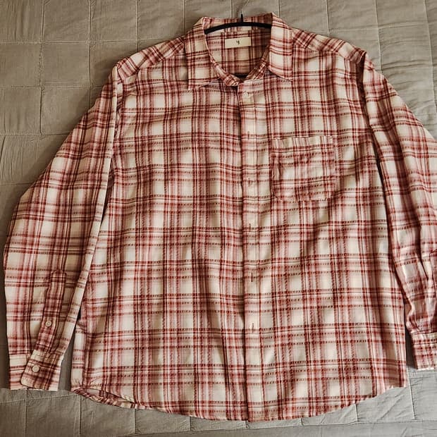 무드인사이드 피치밀크 체크셔츠