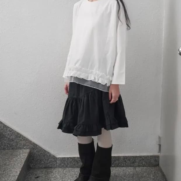 피에브레 frill dolman blouse 화이트 프릴 돌만 블라우스