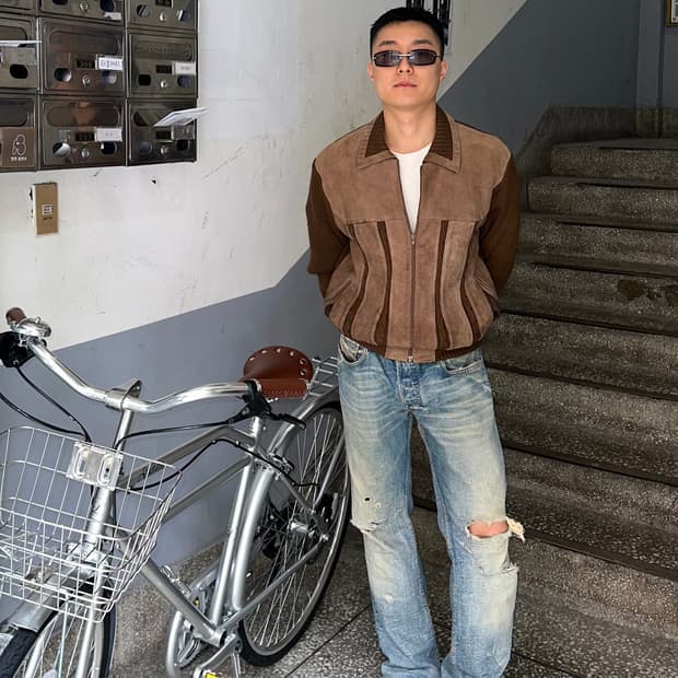 90’s Japanese Cow-suede aged knit jacket