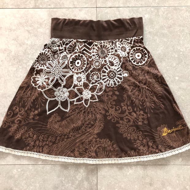 Desigual 브라운 플라워 프린팅 스커트