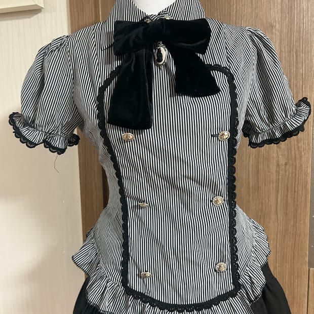 고스로리고딕공겜여주 리본 블라우스