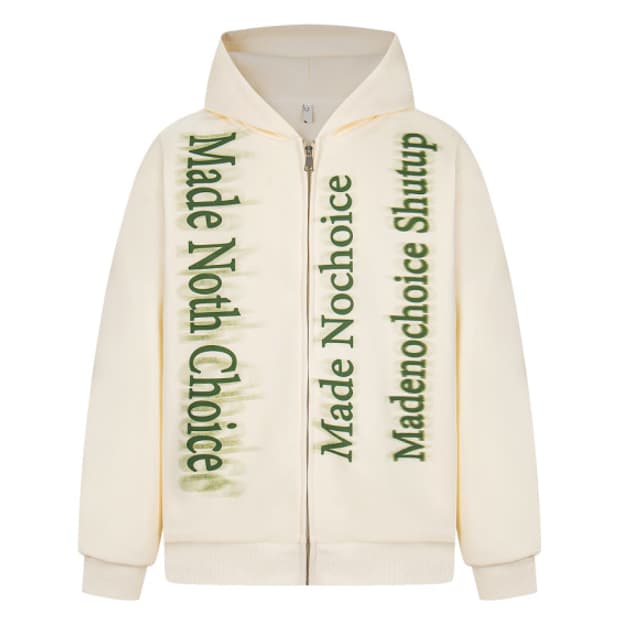 아사키프레자키 크림색 레터링 후드집업