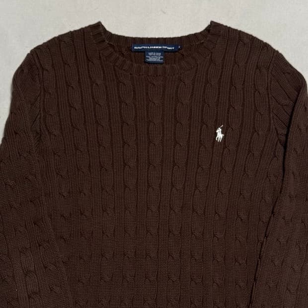 M 폴로랄프로렌 여성용 브라운 케이블 니트