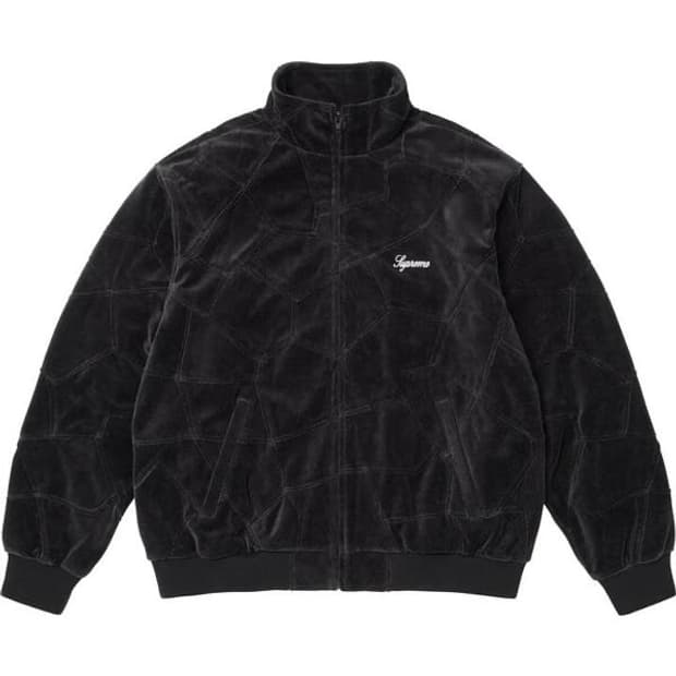 슈프림 패치워크 벨루어 트랙 자켓 블랙 - 25SS