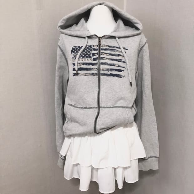 폴로 진스 성조기 멜란지 후드집업 M