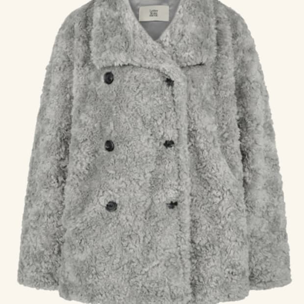 레터프롬문 더블버튼 퍼자켓 그레이