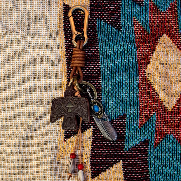 3cross handmade leather eagle keyring