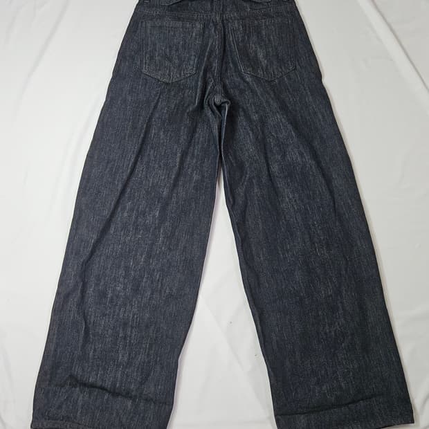 GBH 와이드 데님 인디고 생지 진 팬츠 벨트 S