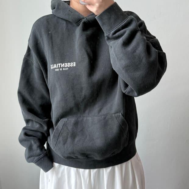 [M] 에센셜 피어오브갓 블랙 후드티