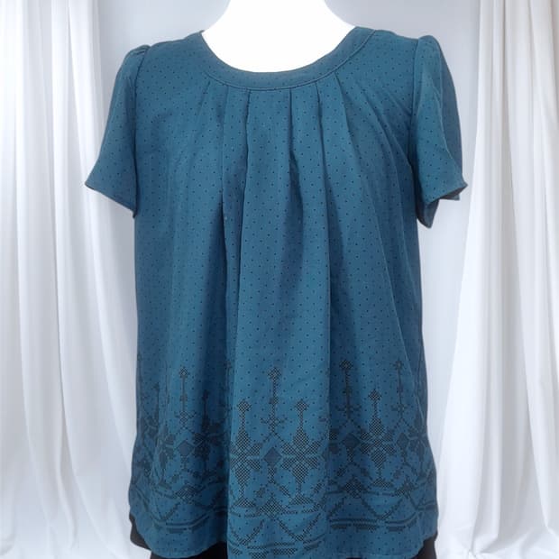 빈티지 도트 모리걸 반팔 블라우스 