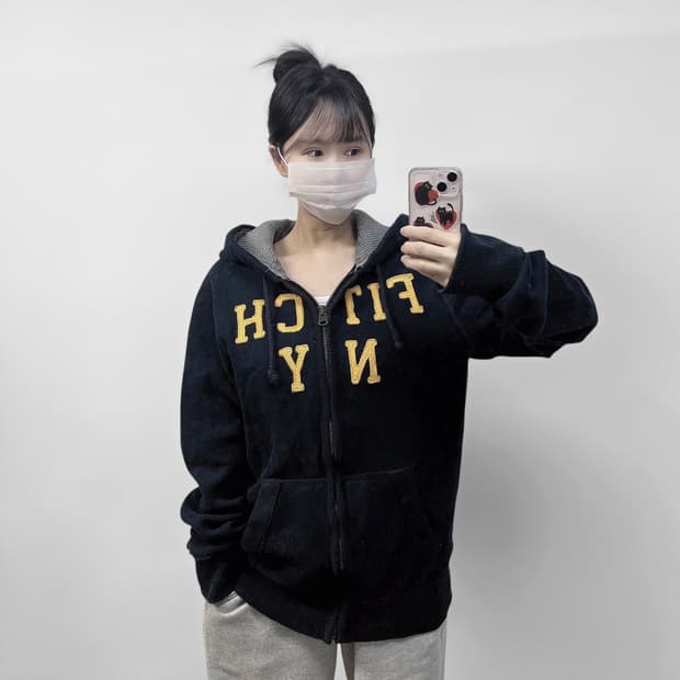 아베크롬비 피치 로고 후드집업 네이비