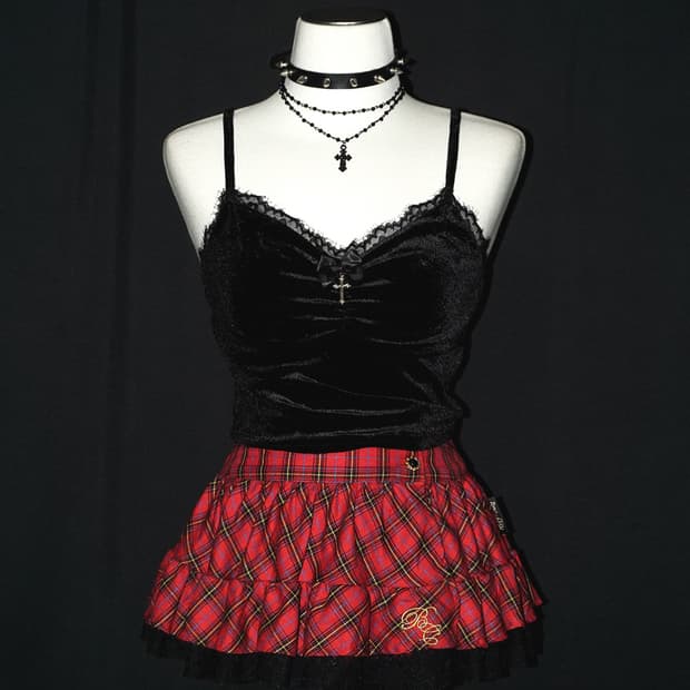 gothic cross velvet sleeveless 