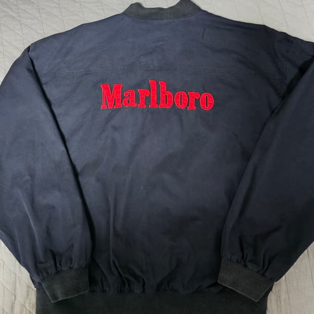 [XXL] 세탁 90s 빈티지 말보로 리버시블 봄버 자켓 블랙레드 페이드