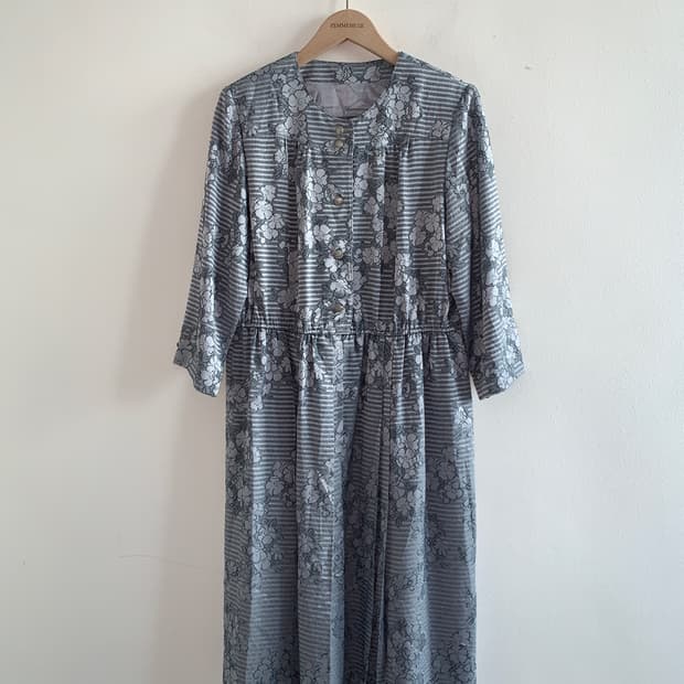 Oriental pattern gold button dress 