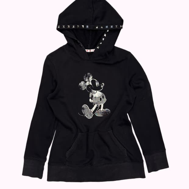 mickey printing stud hood t-shirt