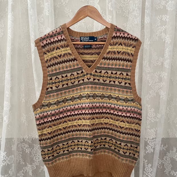 M) 90s 폴로 랄프로렌 페어아일 니트 베스트 베이지