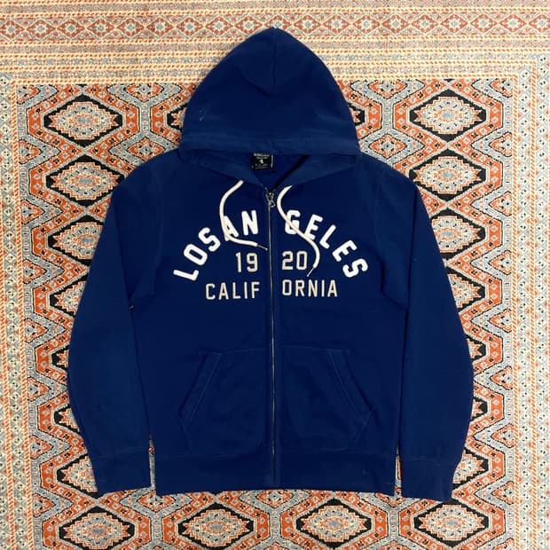 후아유 로스앤젤레스 스펠로고 딥블루 기모 후드집업 남성L