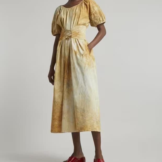 팔로마울 오가닉 포플린 코튼 코르셋 디테일 패턴 맥시 원피스