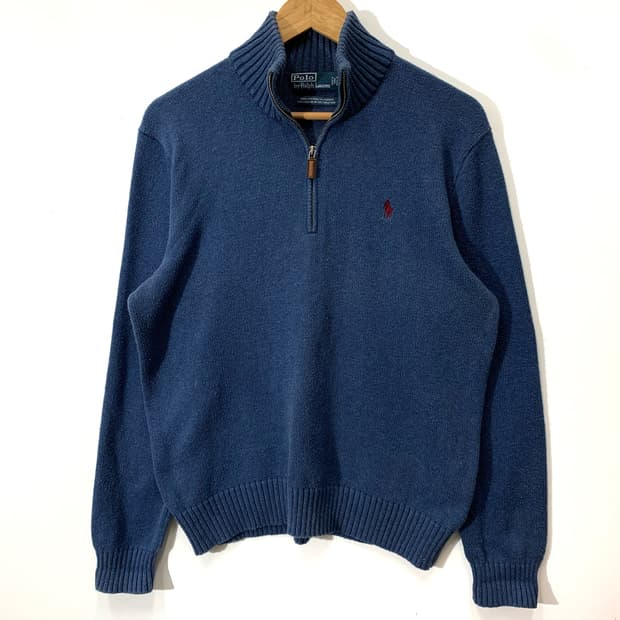 폴로 반집업 쿼터집 코튼 니트