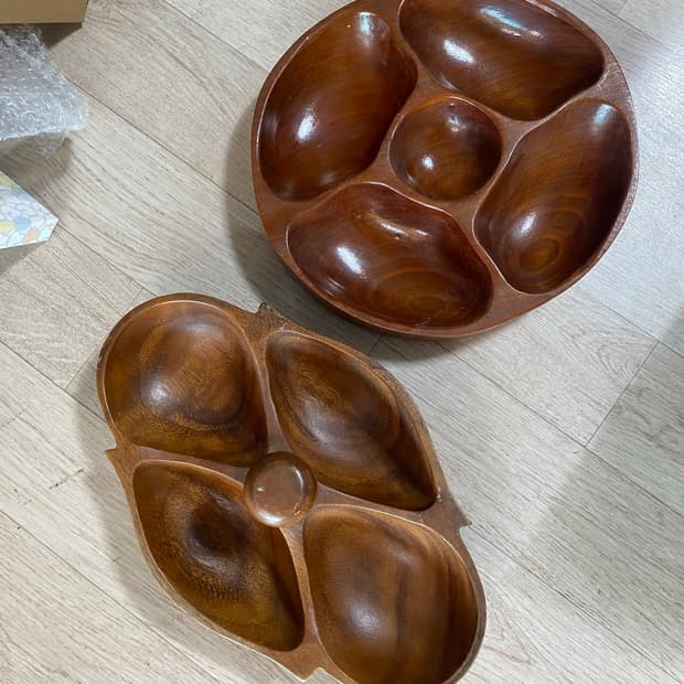 나무그릇 쟁반 2개 세트