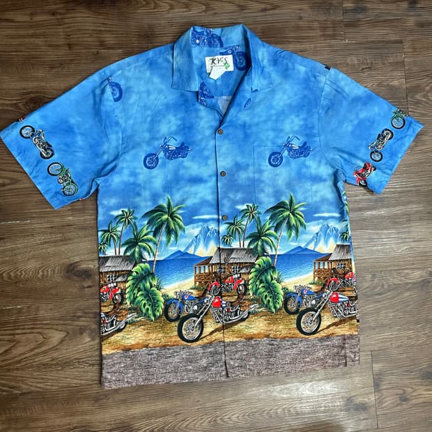 KY‘s Made In Hawaii 할리 바이크 모터사이클 하와이안 셔츠