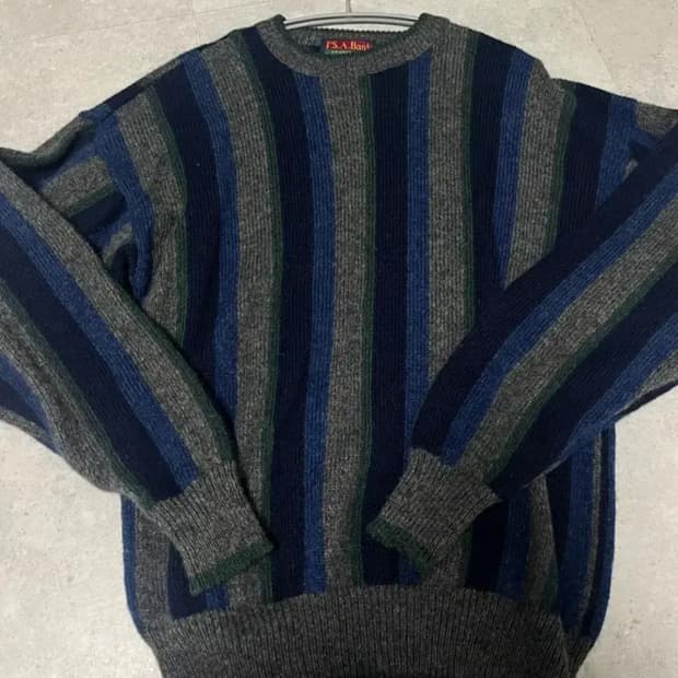 빈티지 레트로 y2k 스트라이프 울 니트