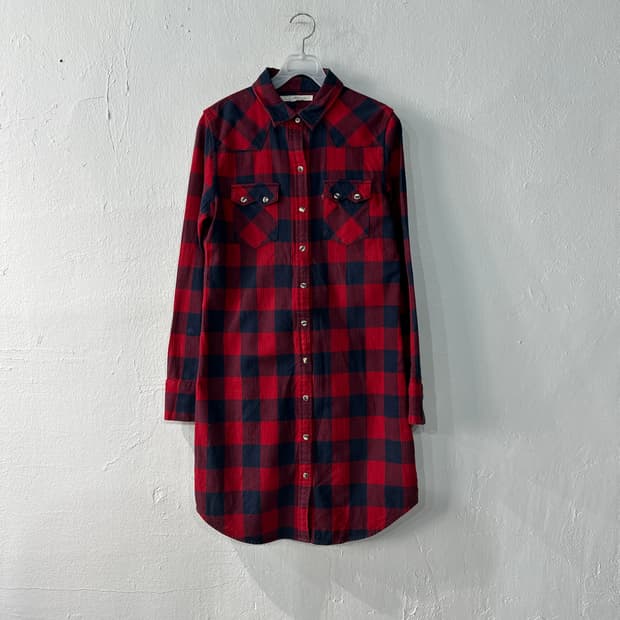 리바이스 웨스턴 체크 롱셔츠 여성M