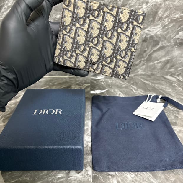 디올 오블리크 자카드 반지갑