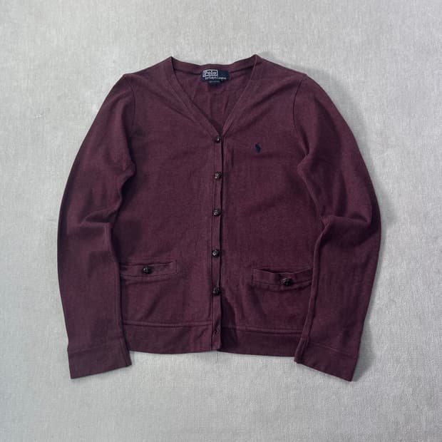 W 90 폴로랄프로렌 코튼 와인 버튼 가디건