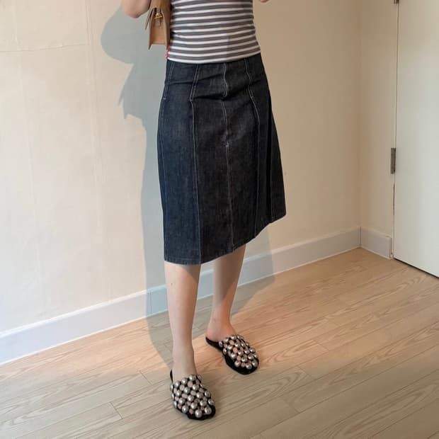 Denim pleats skirt