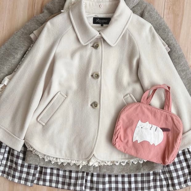 일본빈티지 아이보리 케이프 숏코트