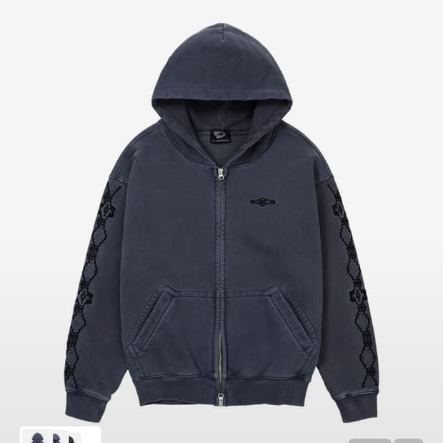 웰빙익스프레스 후드집업 차콜 Sleeve Embroidered