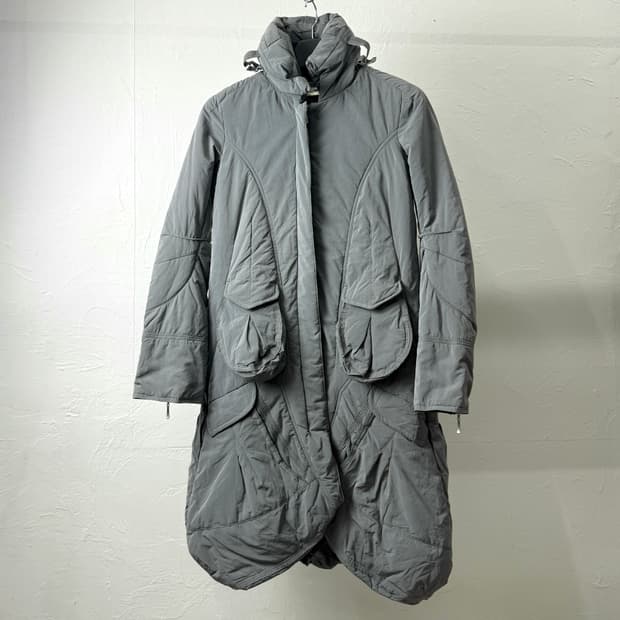 빈티지 아티큘레이티드 하이넥 롱 파카