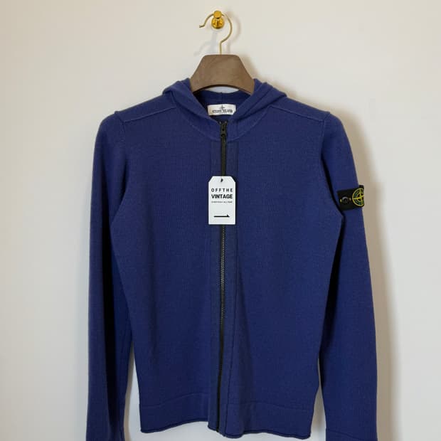 스톤아일랜드 주니어 니트 후드집업 블루