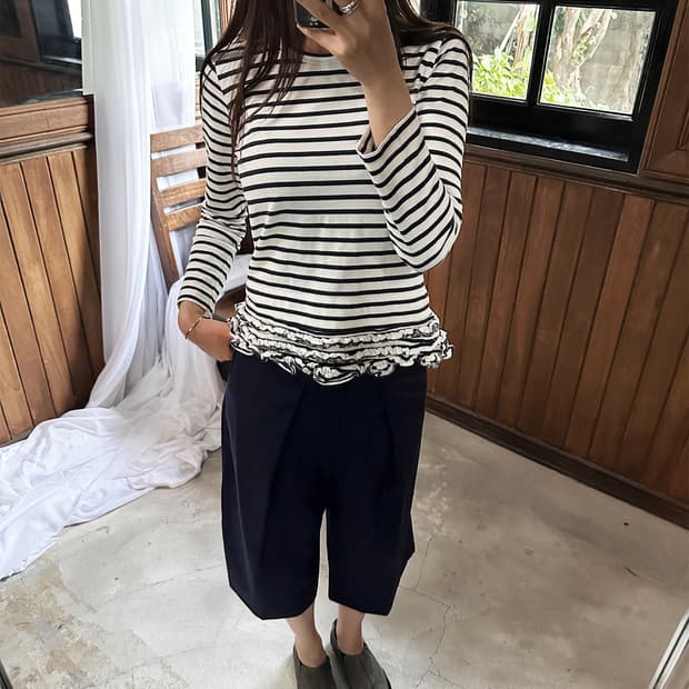 COMME DES GARCONS stripe ruffle top