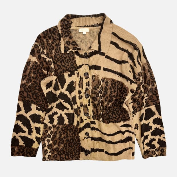 animal pattern wool cardigan