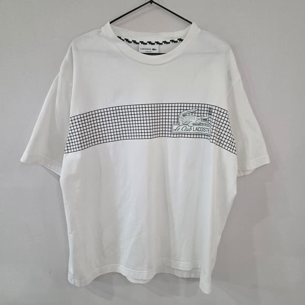 라코스테 화이트 루즈핏 반팔티 L(105)